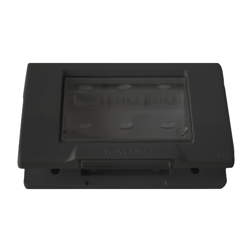 Marco y tapa 3 módulos con membrana negro IP55